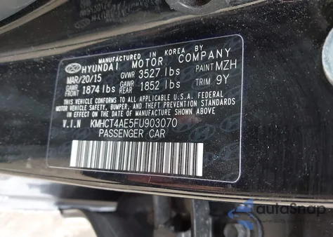 2015 Hyundai Accent Gls z USA, uszkodzony, nr VIN KMHCT4AE5FU903070